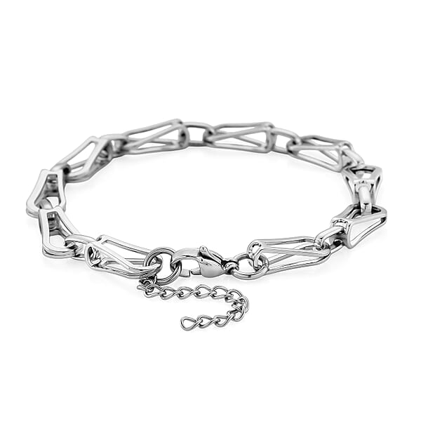 Shop Lc Interlocking Chain Bracelet In Stainless Steel (7.50-9.0In)