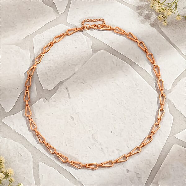 Shop Lc Interlocking Chain Necklace In ION Plated RG Stainless Steel 20 Inches