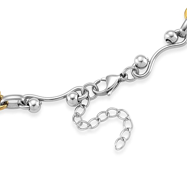 Shop Lc ION Plated YG And Stainless Steel Modern Wave Link Necklace 20-22 Inches