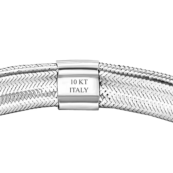 Shop Lc Italian 10K White Gold Domed Stretch Bracelet (7.0-8.0 Inches) ( 8mm 2.25 Grams)
