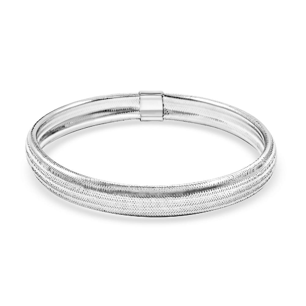 shop lc Italian 10K White Gold Domed Stretch Bracelet (7.0-8.0 Inches) ( 8mm 2.25 Grams)