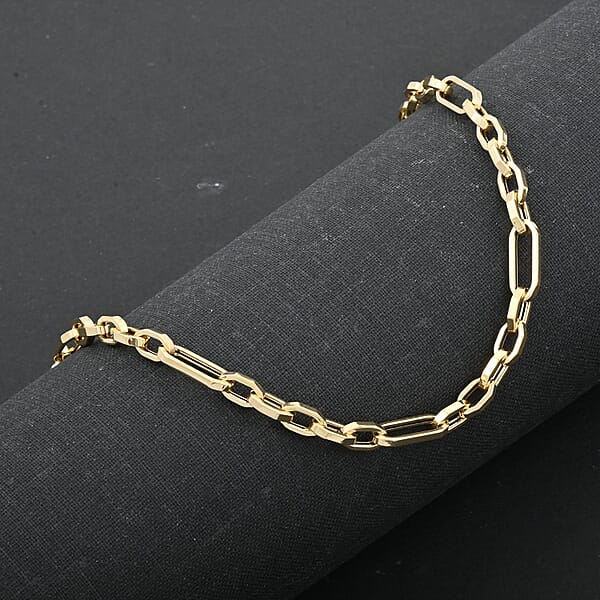 Shop Lc Italian 10K Yellow Gold 5.1mm Alternata Box Chain Necklace 18 Inches 5.5 Grams