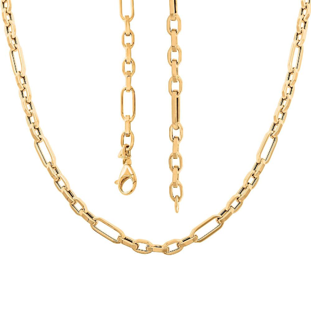 shop lc Italian 10K Yellow Gold 5.1mm Alternata Box Chain Necklace 18 Inches 5.5 Grams