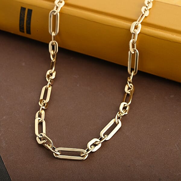 Shop Lc Italian 10K Yellow Gold Alternate Paper Clip Chain Necklace 18 Inches 3.79 Grams