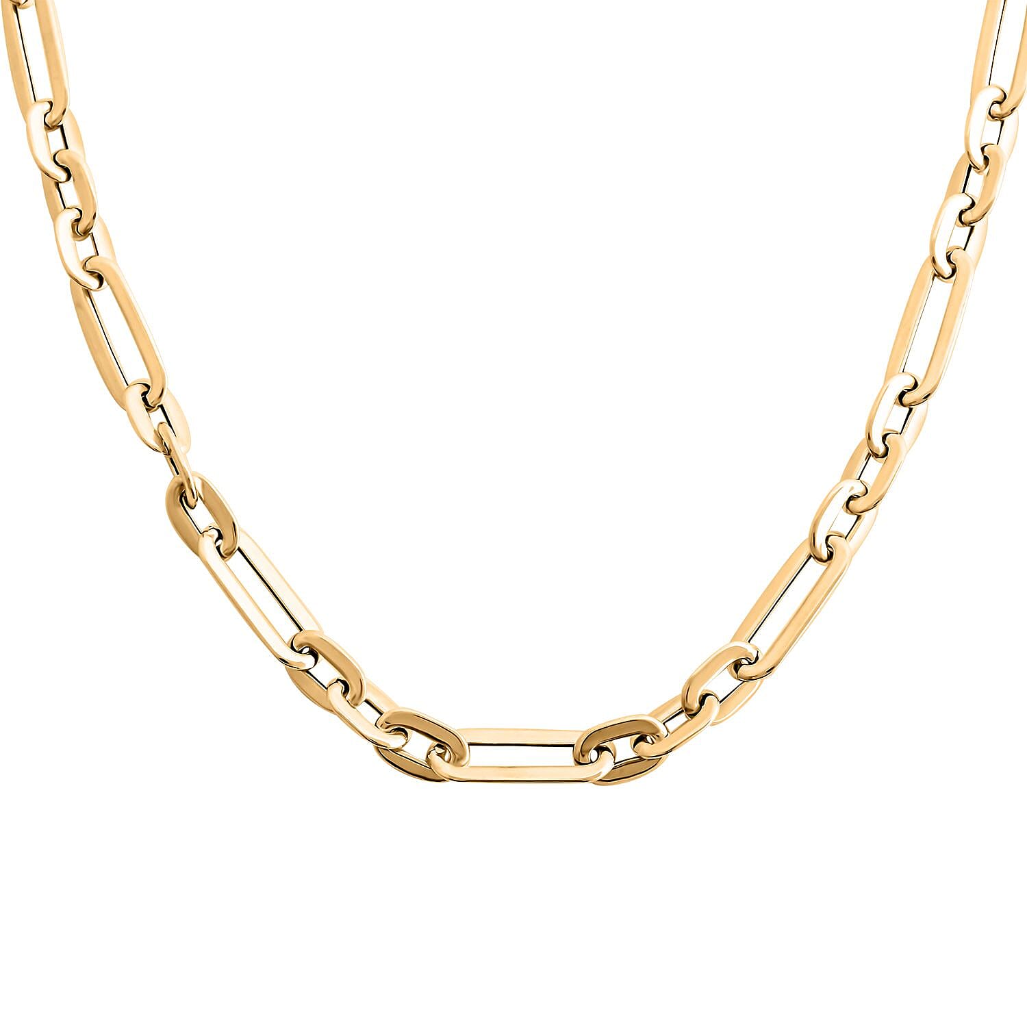 shop lc Italian 10K Yellow Gold Alternate Paper Clip Chain Necklace 18 Inches 3.79 Grams