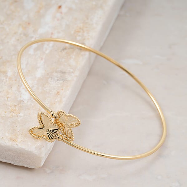 Shop Lc Italian 10K Yellow Gold Bypass Butterfly Flex Bangle Bracelet (7.0 In) (2.9 G)