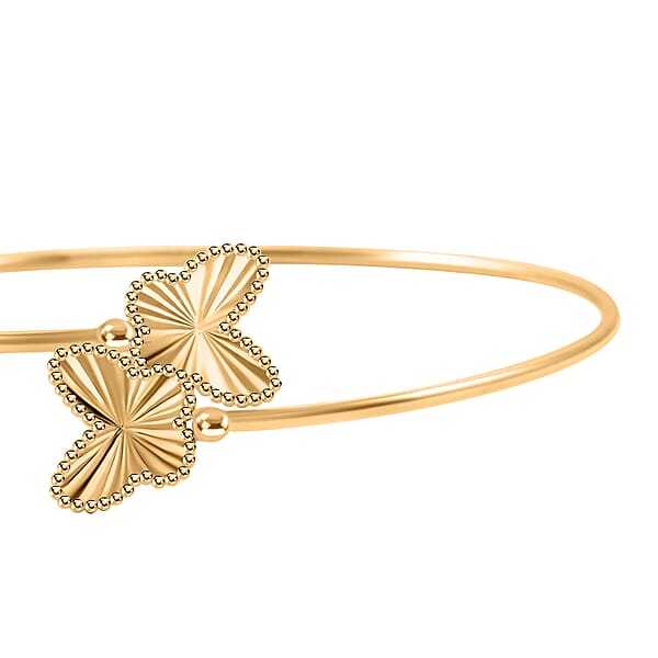 Shop Lc Italian 10K Yellow Gold Bypass Butterfly Flex Bangle Bracelet (7.0 In) (2.9 G)