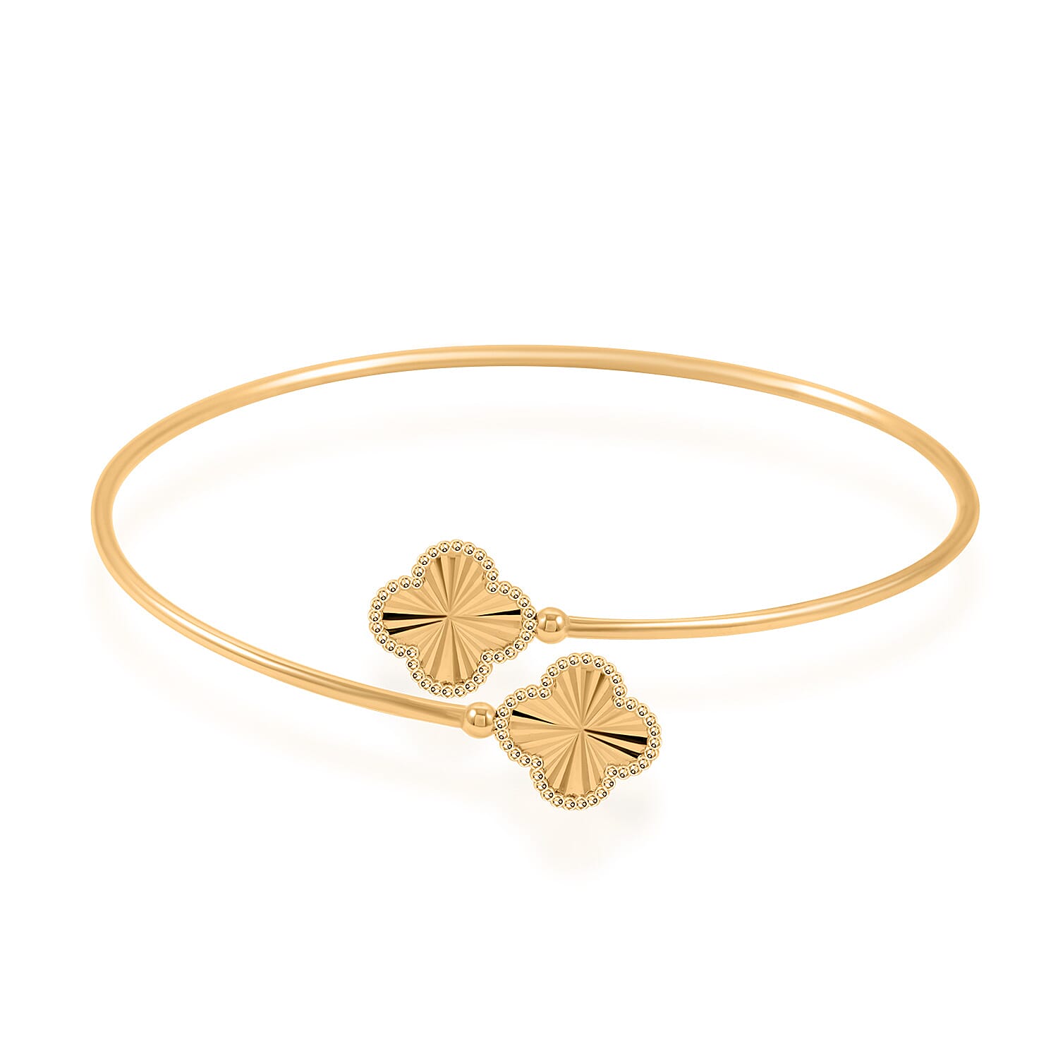 shop lc Italian 10K Yellow Gold Bypass Clover Flex Bangle Bracelet (7.0 In) (3 g)