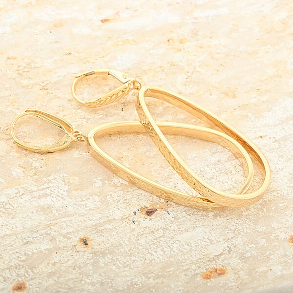 Shop Lc Italian 10K Yellow Gold Drop Hoop Earrings 2.60 Grams