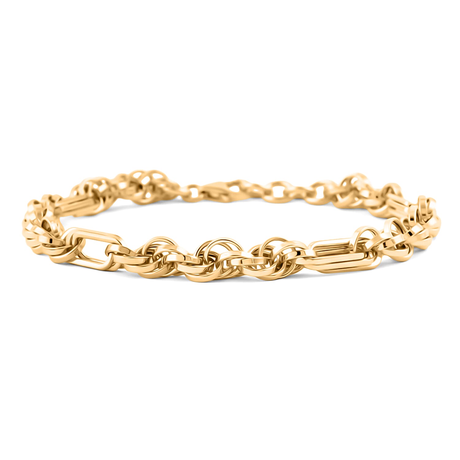 shop lc Italian 10K Yellow Gold Figaro Twist Bracelet (7.50 In) 5.10 Grams