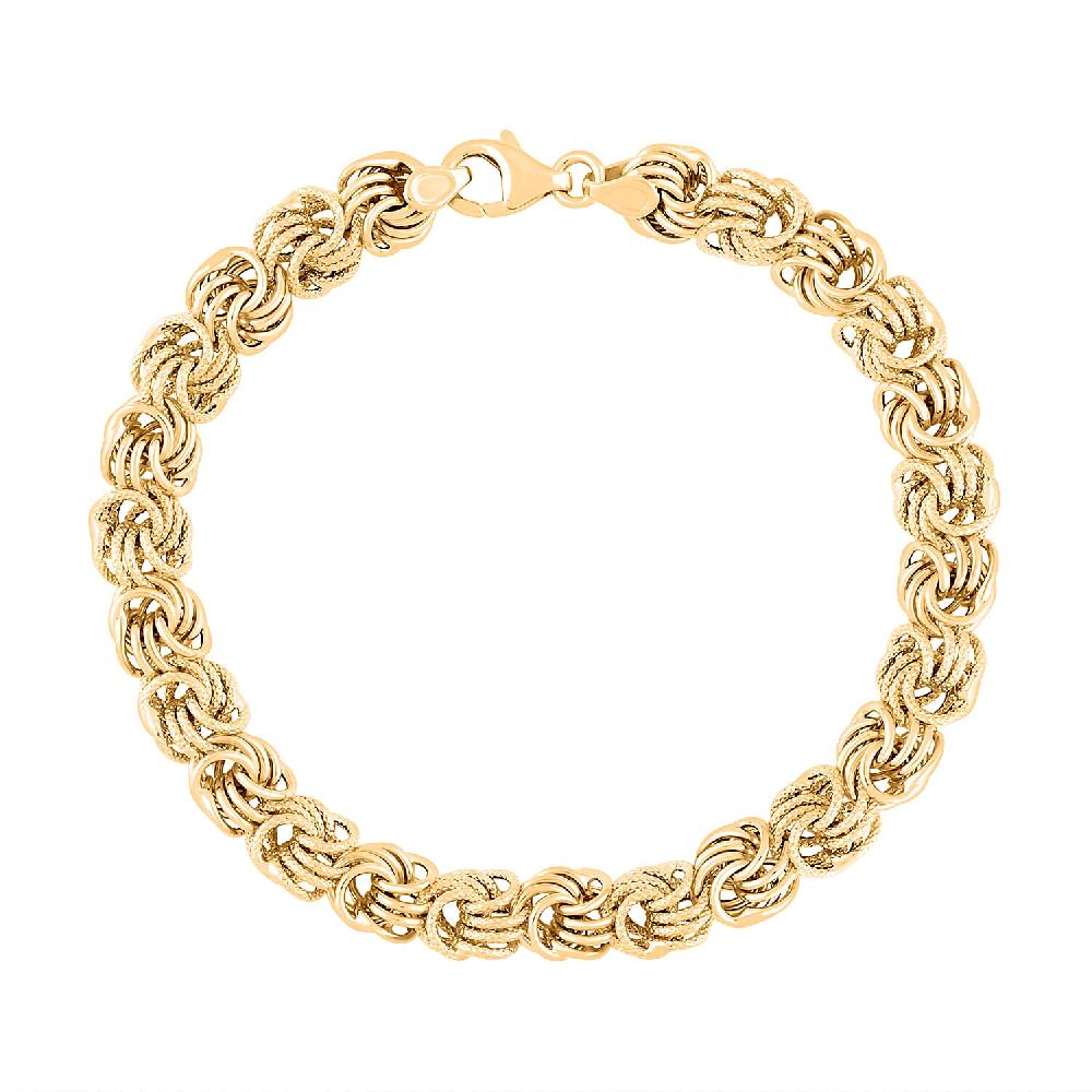 shop lc Italian 10K Yellow Gold Rosetta Link Bracelet (7.50 In) 4.44 Grams