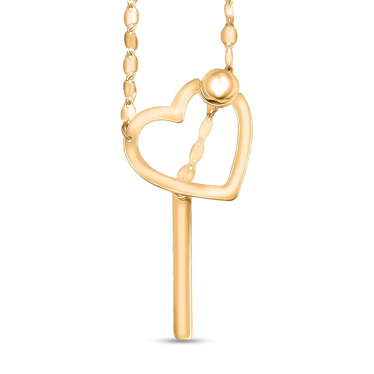 shop lc Italian 10K Yellow Gold Slider Heart Necklace 28 Inches 1.2 Grams