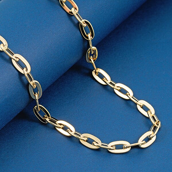 Shop Lc Italian 10K Yellow Gold Specchio Oval Rolo Necklace 18-20 Inches 10.3 Grams
