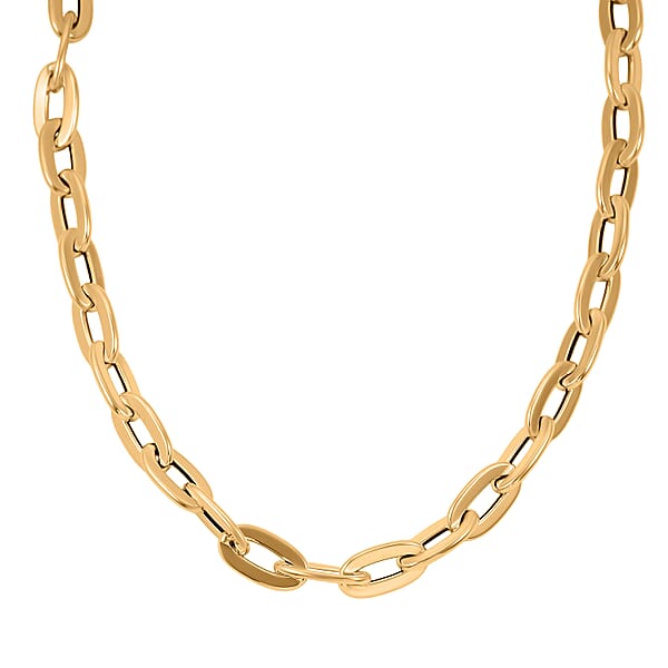 Shop Lc Italian 10K Yellow Gold Specchio Oval Rolo Necklace 18-20 Inches 10.3 Grams