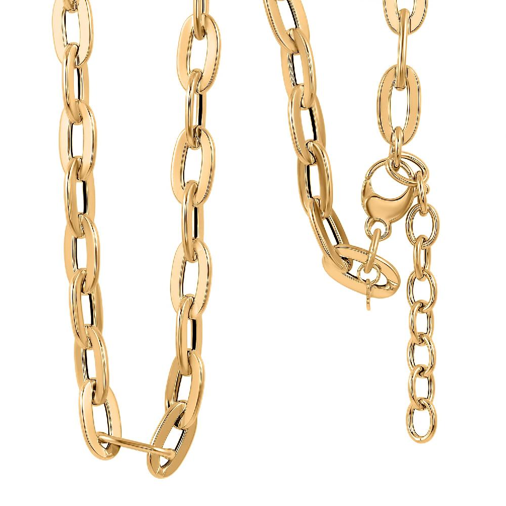 shop lc Italian 10K Yellow Gold Specchio Oval Rolo Necklace 18-20 Inches 10.3 Grams