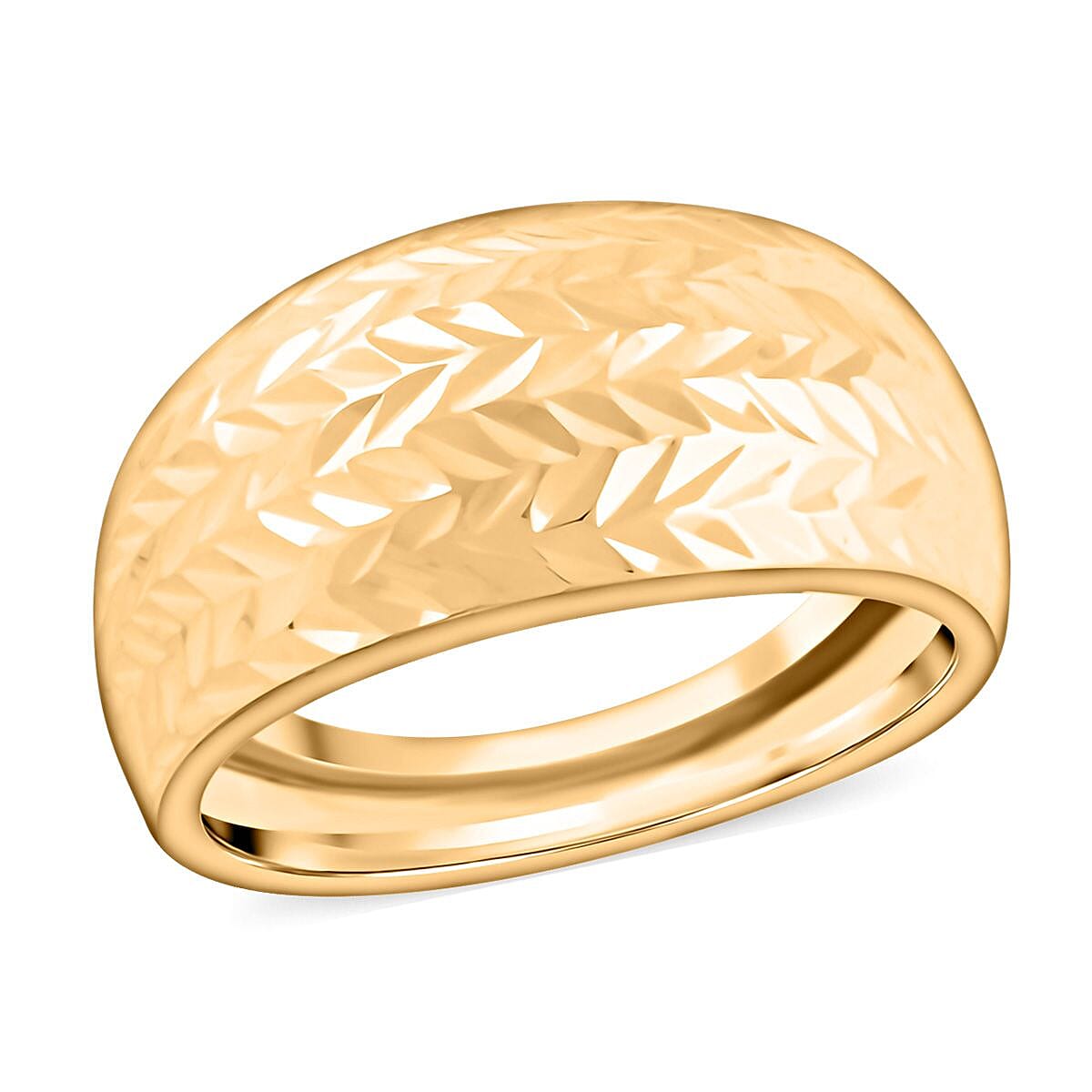 shop lc Italian 10K Yellow Gold Tapered Diamond-Cut Ring 1.50 Grams