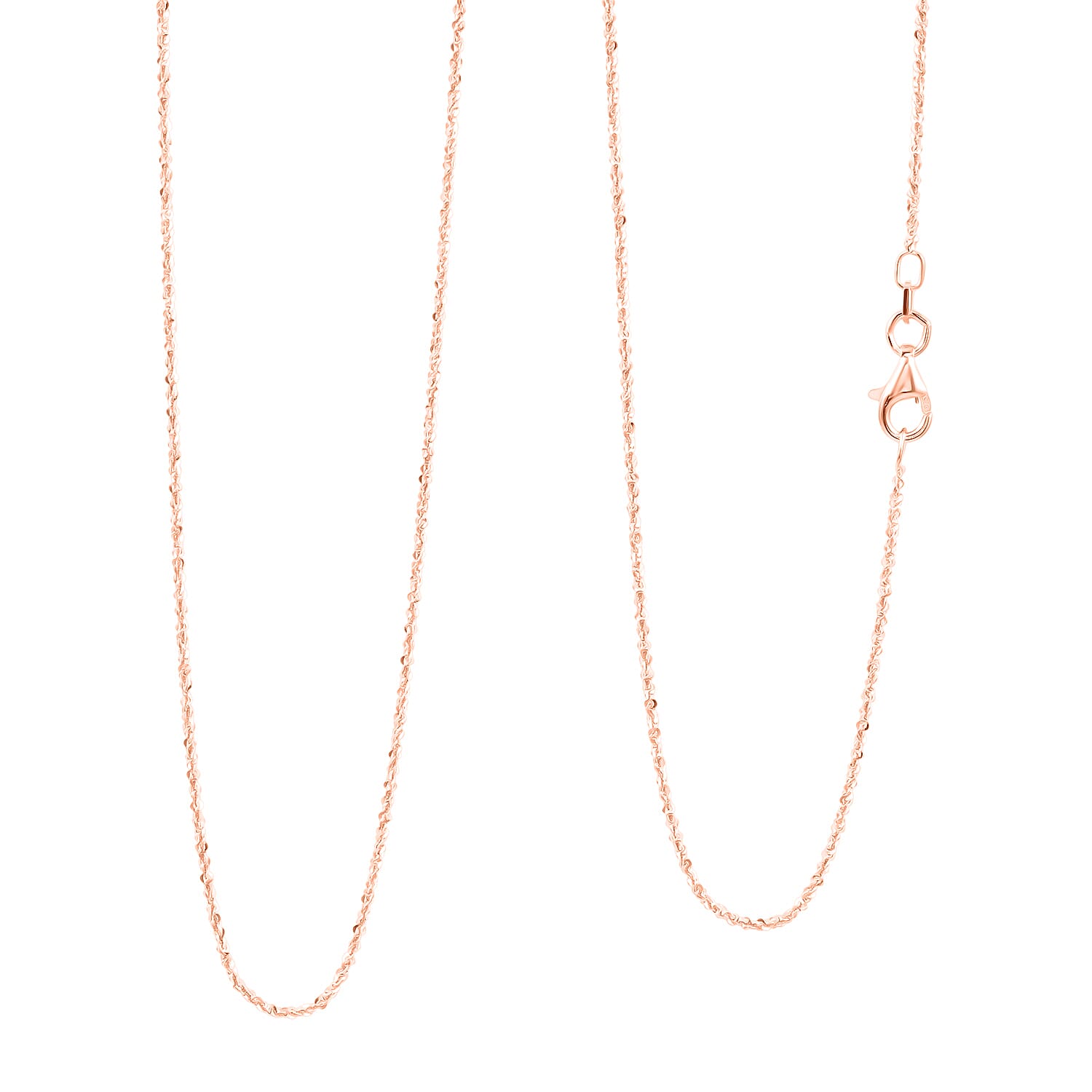 shop lc Italian 14K RG Over Sterling Silver Diamond-cut Rock Chain Necklace (20 Inches) (2.36 Grams)