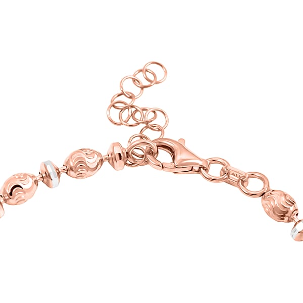 Shop Lc Italian 14K RG Over Sterling Silver Moon-cut Beaded Chain Bracelet (7.00 In) (6.02 Grams)