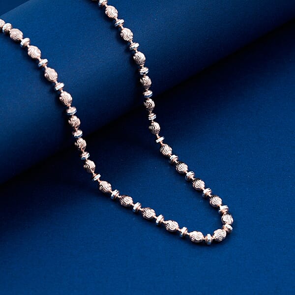 Shop Lc Italian 14K RG Over Sterling Silver Moon-cut Beaded Chain Necklace (20 Inches) (16.17 Grams)