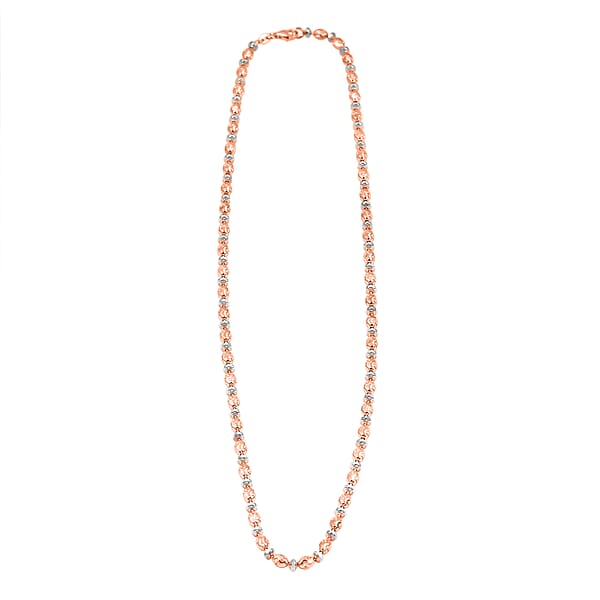 Shop Lc Italian 14K RG Over Sterling Silver Moon-cut Beaded Chain Necklace (20 Inches) (16.17 Grams)