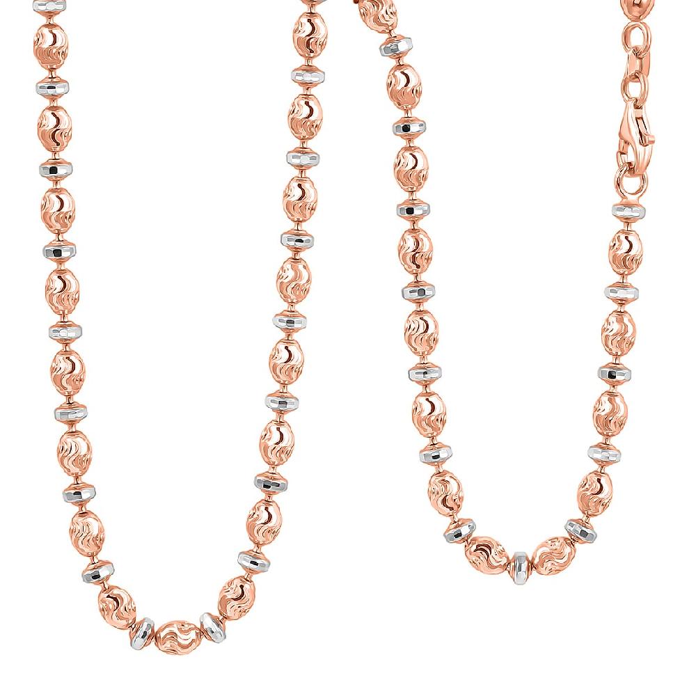 shop lc Italian 14K RG Over Sterling Silver Moon-cut Beaded Chain Necklace (20 Inches) (16.17 Grams)