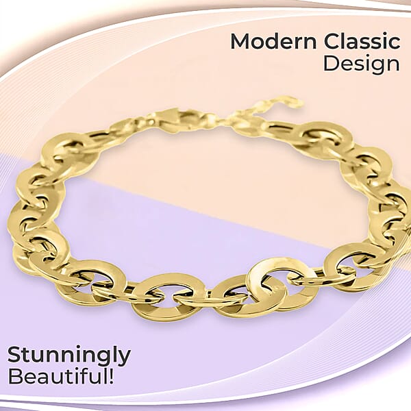 Shop Lc Italian 14K Yellow Gold Mirror Rolo Bracelet Gold Bracelet Gold Jewelry 8.2mm (7.0-8.0 Inch) 3.5 Grams