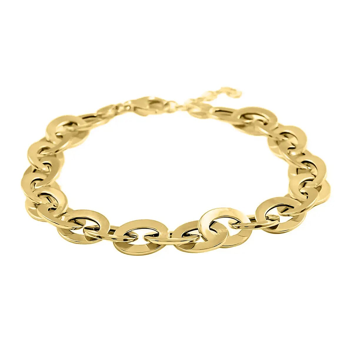 shop lc Italian 14K Yellow Gold Mirror Rolo Bracelet Gold Bracelet Gold Jewelry 8.2mm (7.0-8.0 Inch) 3.5 Grams