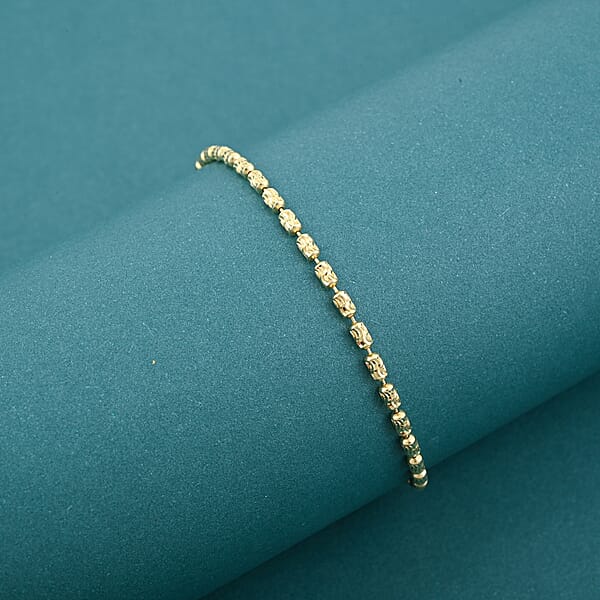 Shop Lc Italian 14K Yellow Gold Over Sterling Silver 2mm Diamond Cut Typhoon Bracelet (7.25 In) 2.40 Grams