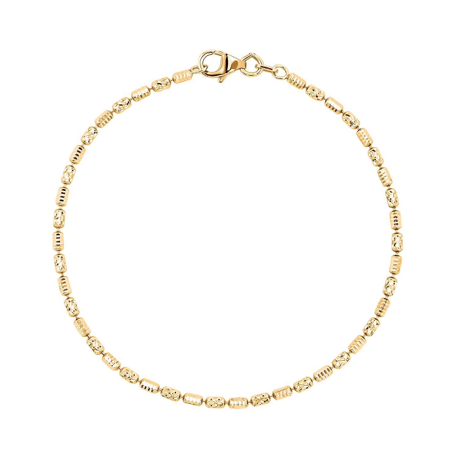 shop lc Italian 14K Yellow Gold Over Sterling Silver 2mm Diamond Cut Typhoon Bracelet (7.25 In) 2.40 Grams
