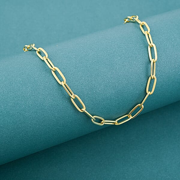 Shop Lc Italian 14K Yellow Gold Over Sterling Silver 3.6mm Paperclip Chain Necklace 24 Inches 12.24 Grams
