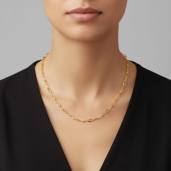 Shop Lc Italian 14K Yellow Gold Over Sterling Silver 3.6mm Paperclip Chain Necklace 24 Inches 12.24 Grams