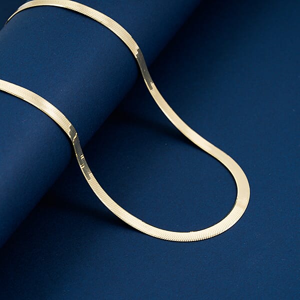 Shop Lc Italian 14K Yellow Gold Over Sterling Silver Herringbone Necklace 18 Inches 9.23 Grams