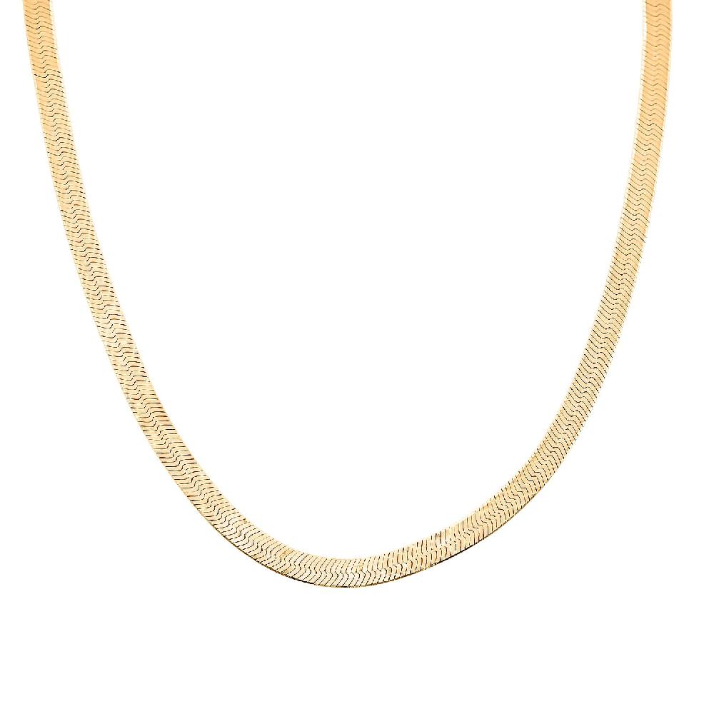 shop lc Italian 14K Yellow Gold Over Sterling Silver Herringbone Necklace 18 Inches 9.23 Grams