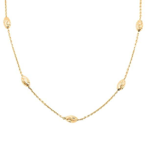 Shop Lc Italian 14K Yellow Gold Over Sterling Silver Moon Cut Oval Bead 3mm Chain Necklace 18 Inches 4 Grams