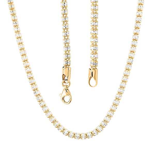 Shop Lc Italian 14K YG And Rhodium Over Sterling Silver Diamond Cut ICE Round Chain 3 Row Necklace 22 Inches 22.45 Grams