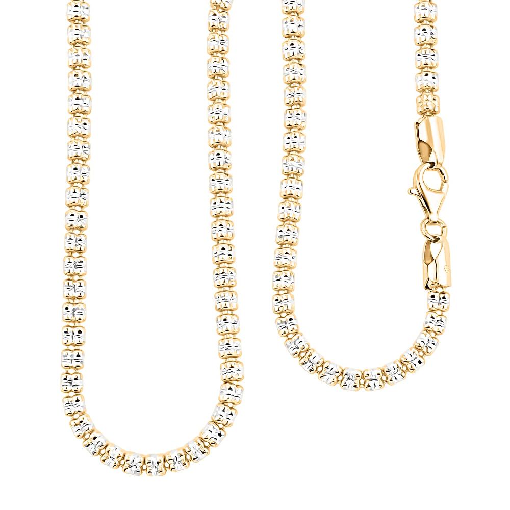shop lc Italian 14K YG and Rhodium Over Sterling Silver Diamond Cut ICE Round Chain 3 Row Necklace 22 Inches 22.45 Grams