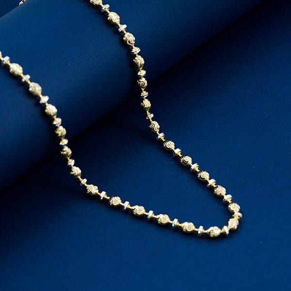 Shop Lc Italian 14K YG Over And Sterling Silver Moon-cut Beaded Chain Necklace (20 Inches) (16.39 Grams)