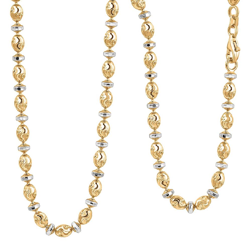 shop lc Italian 14K YG Over and Sterling Silver Moon-cut Beaded Chain Necklace (20 Inches) (16.39 Grams)