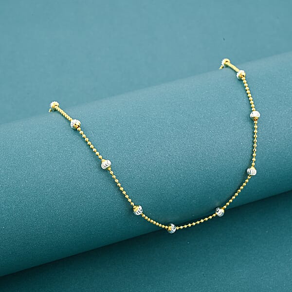 Shop Lc Italian 14K YG Over And Sterling Silver Moon Cut Round Bead Chain Necklace (20 Inches) (1.2mm 4.50 Grams)