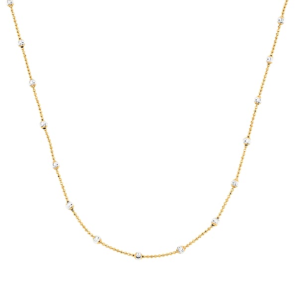 Shop Lc Italian 14K YG Over And Sterling Silver Moon Cut Round Bead Chain Necklace (18 Inches) (1.2mm 4 Grams)