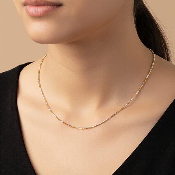 Shop Lc Italian 14K YG Over And Sterling Silver Snake Round Brite 1mm Chain Necklace 20 Inches 4 Grams
