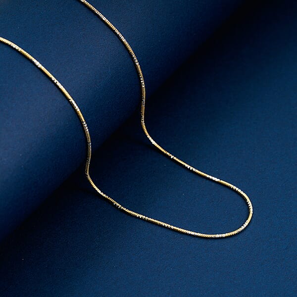 Shop Lc Italian 14K YG Over And Sterling Silver Snake Round Brite 1mm Chain Necklace 18 Inches 3.60 Grams