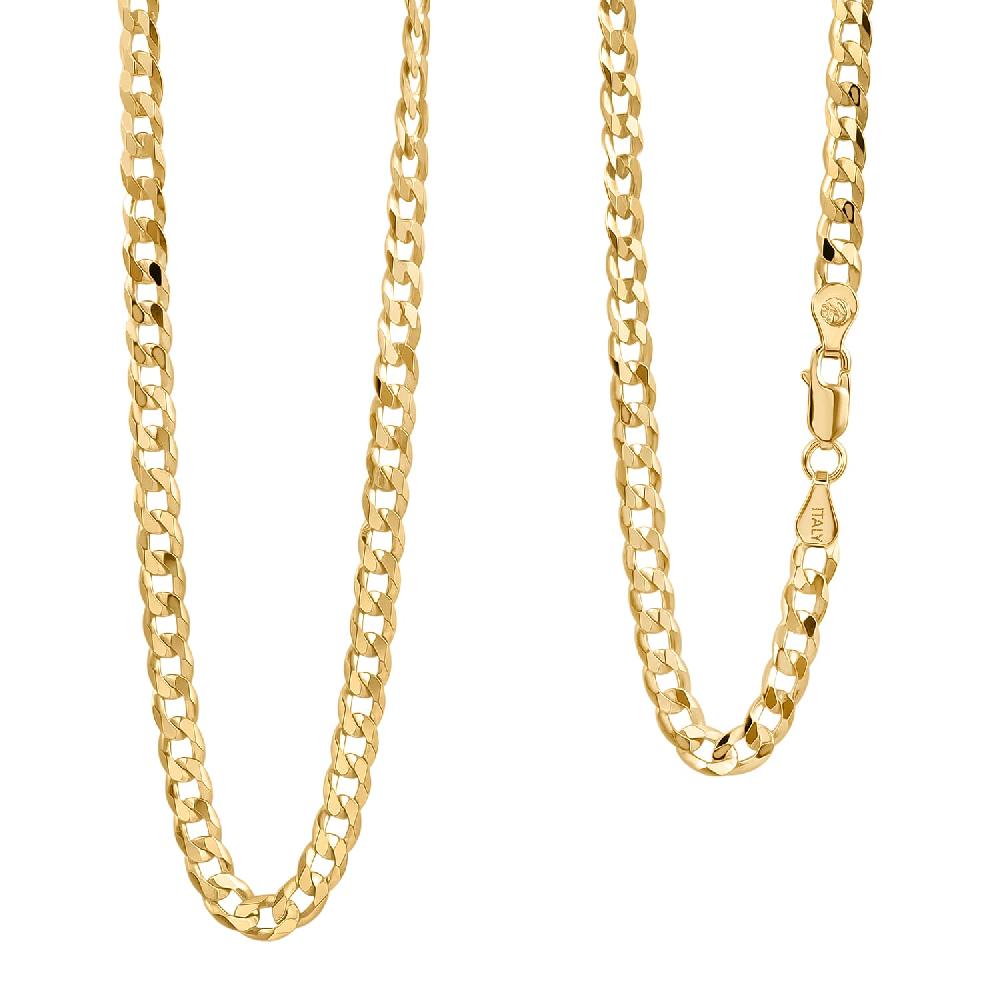shop lc Italian 14K YG Over Sterling Silver Cuban Chain Necklace (24 Inches) (17 Grams)