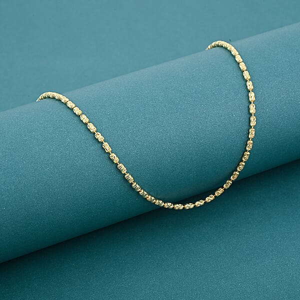 Shop Lc Italian 14K YG Over Sterling Silver Typhoon Fancy Diamond Cut 2mm Necklace 5.83 Grams 20 Inches