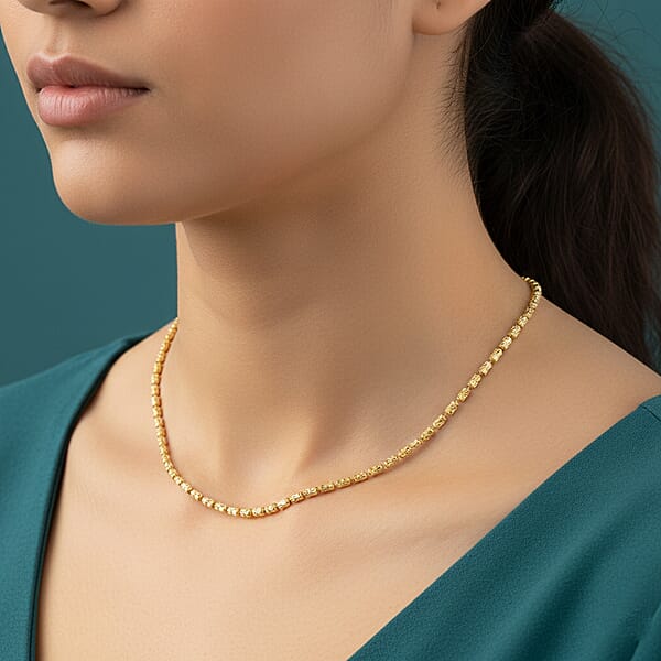Shop Lc Italian 14K YG Over Sterling Silver Typhoon Fancy Diamond Cut 2mm Necklace 18 Inches 5.5 Grams
