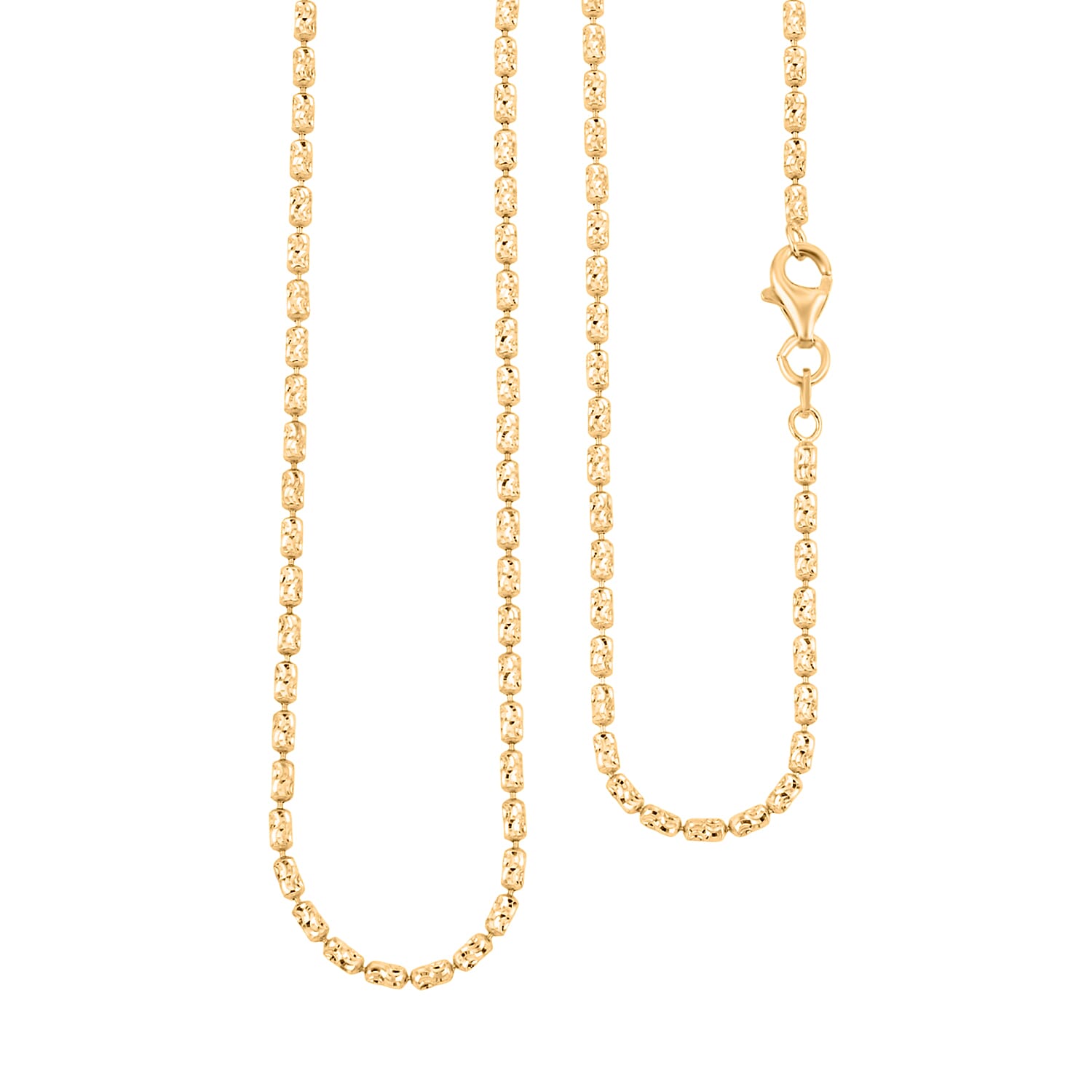 shop lc Italian 14K YG Over Sterling Silver Typhoon Fancy Diamond Cut 2mm Necklace 18 Inches 5.5 Grams