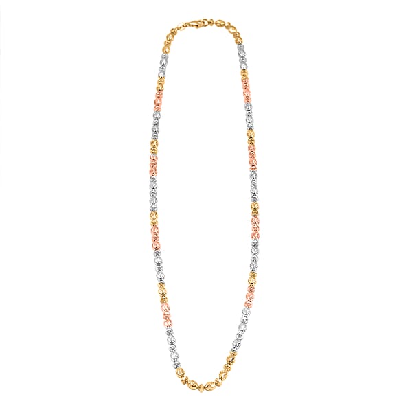 Shop Lc Italian 14K YRG Over And Sterling Silver Moon-cut Beaded Chain Necklace (20 Inches) (15.86 Grams)