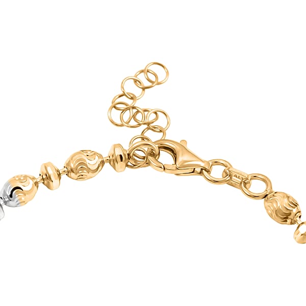 Shop Lc Italian 14K YRG Over And Sterling Silver Moon-cut Beaded Chain Bracelet (7.00 Inches) (5.91 Grams) (7.00 In)