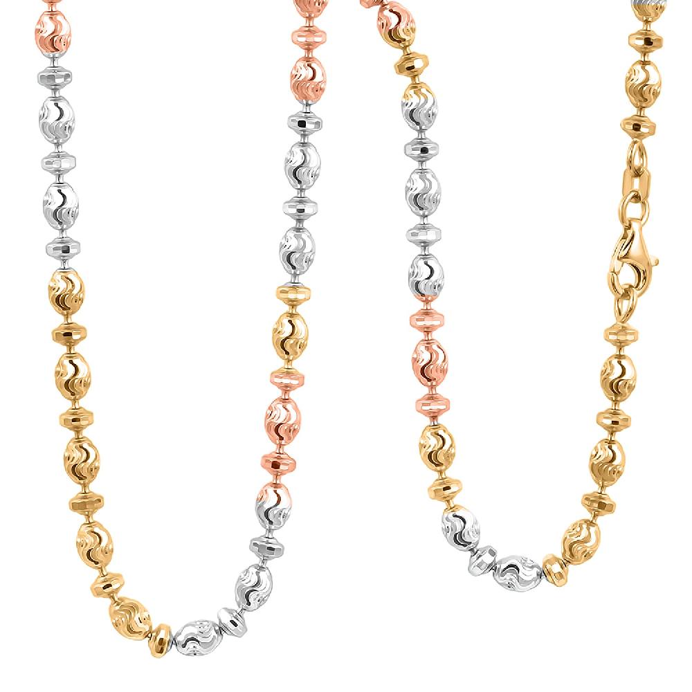 shop lc Italian 14K YRG Over and Sterling Silver Moon-cut Beaded Chain Necklace (20 Inches) (15.86 Grams)