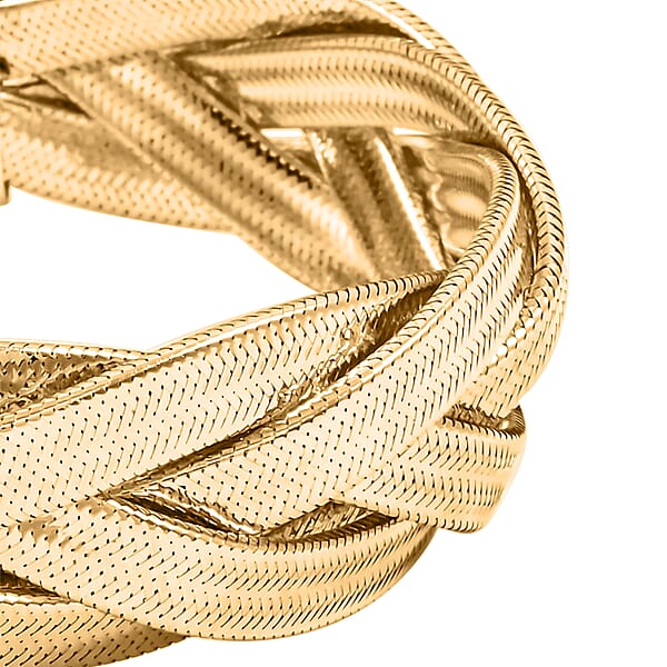 Shop Lc Italian 16.5mm Braided Stretch Bracelet In 10K Yellow Gold 6.15 Grams